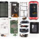 Gigapixel teardown image of a Zebra TC67HO enterprise handheld computer, showing the logic board, battery, barcode scanner module and flex cable assemblies